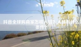 抖音全球购商家怎样入驻？入驻有什么条件？