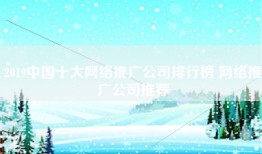 2019中国十大网络推广公司排行榜 网络推广公司推荐