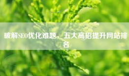 破解SEO优化难题，五大高招提升网站排名